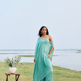 CAPE PAIRED WITH BLOUSE CRUSHED SHARARA SET