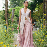 KURTA JACKET FULL EMBROIDERED PAIRED WITH CRUSHED SHARARA