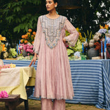CRUSHED TISSUE ANARKALI PAIRED WITH FLARED PANT