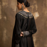 BLACK HIGH LOW ANARKALI WITH DHOTI