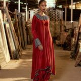 MAROON HIGH LOW ANARKALI WITH DHOTI