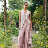 KURTA JACKET FULL EMBROIDERED PAIRED WITH CRUSHED SHARARA