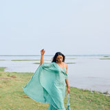 CAPE PAIRED WITH BLOUSE CRUSHED SHARARA SET