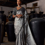 SILVER SAREE AND PETTICOAT