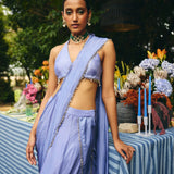 FISH CUT SKIRT PAIRED WITH BLOUSE AND BELT