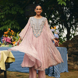 CRUSHED TISSUE ANARKALI PAIRED WITH FLARED PANT