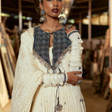 BEIGE CRUSH OPEN ANARKALI WITH KURTA AND CHURIDAR