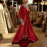 MAROON HIGH LOW ANARKALI WITH DHOTI