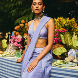 FISH CUT SKIRT PAIRED WITH BLOUSE AND BELT