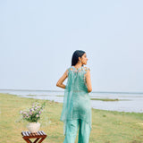 BIAS CAPE SET PAIRED WITH FLARED PANT