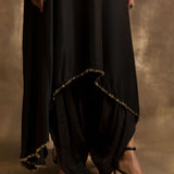 BLACK HIGH LOW ANARKALI WITH DHOTI
