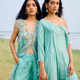 BIAS CAPE SET PAIRED WITH FLARED PANT