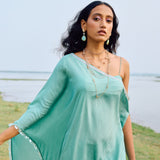 CAPE PAIRED WITH BLOUSE CRUSHED SHARARA SET