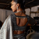 SILVER SAREE AND PETTICOAT