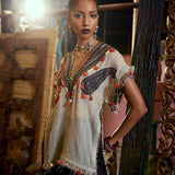 CRUSH TISSUE KURTA WITH DHOTI