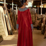 MAROON HIGH LOW ANARKALI WITH DHOTI