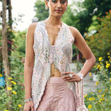 KURTA JACKET FULL EMBROIDERED PAIRED WITH CRUSHED SHARARA