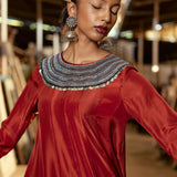 MAROON HIGH LOW ANARKALI WITH DHOTI