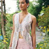 KURTA JACKET FULL EMBROIDERED PAIRED WITH CRUSHED SHARARA