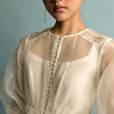 White Organza Playsuit With Michaelmas