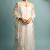 A-Line Organza White Kurta