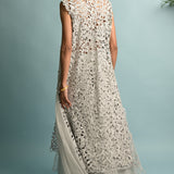 Grey Sleeveless Jacket With Embroidery