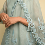 Sheer Organza Grey Blue Kurta