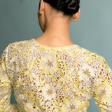 Yellow And White Embroidery Jacket
