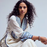 EMBROIDERED NECK KURTA WITH PANTS