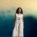 FRONT OPEN CAPE WITH GHARARA AND BLOUSE