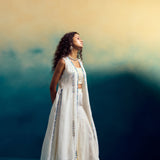 FRONT OPEN CAPE WITH GHARARA AND BLOUSE