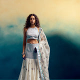 HALTER BLOUSE WITH HALF KALI LEHNGHA