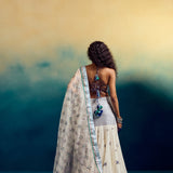HALTER BLOUSE WITH HALF KALI LEHNGHA