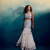 HALTER BLOUSE WITH HALF KALI LEHNGHA