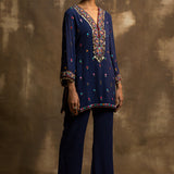 Mustafa Navy Blue Boho Kurta Set