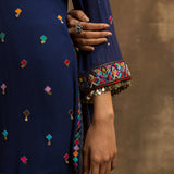 Mustafa Navy Blue Boho Kurta Set