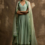 Sharik Pista Green Anarkali with Dupatta