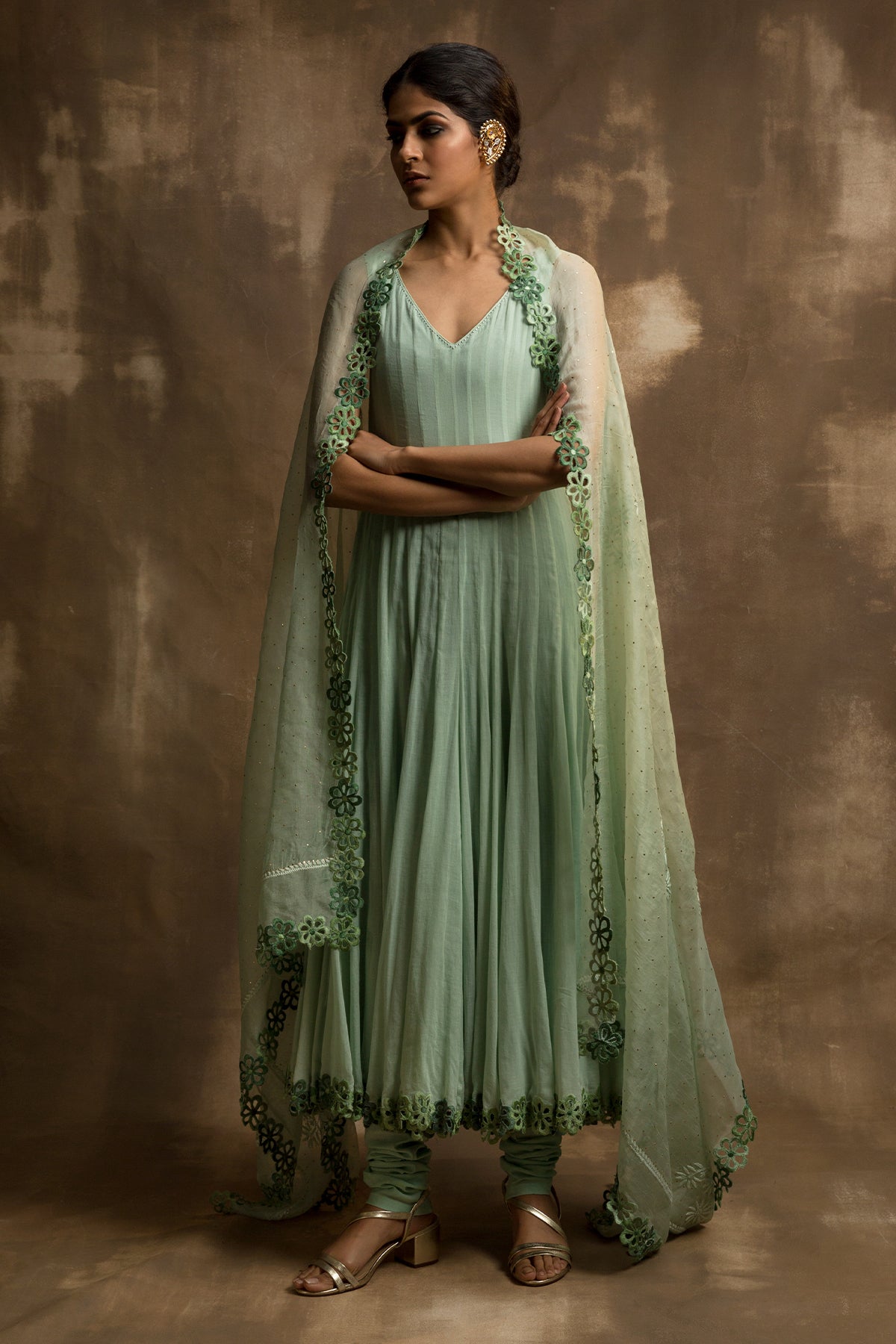 pista green anarkali dress Rupa Organza Pista Green Anarkali Kurta with Pima Satin Pista Green Pa