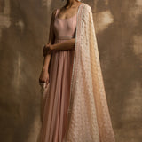 Sharik Powder Pink Net Anarkali with Dupatta