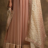 Sharik Powder Pink Net Anarkali with Dupatta