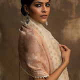 Sharik Powder Pink Net Anarkali with Dupatta
