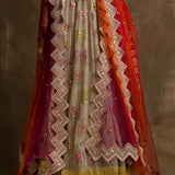 Yunus Ivory Gota and Mirror Lehenga Set