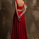 Red Gulaab Lehenga with Dupatta in Monotone