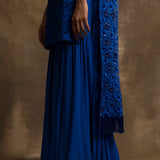 Royal Blue Gulaab Gharara Set in Monotone