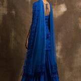 Royal Blue Gulaab Gharara Set in Monotone