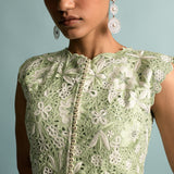 Green Organza Gharara And Kurta Embroidery