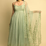 Green Organza Anarkali