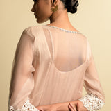 A-Line Organza Salmon Pink Kurta