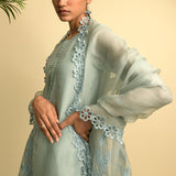 Sheer Organza Grey Blue Kurta