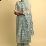 Sheer Organza Grey Blue Kurta